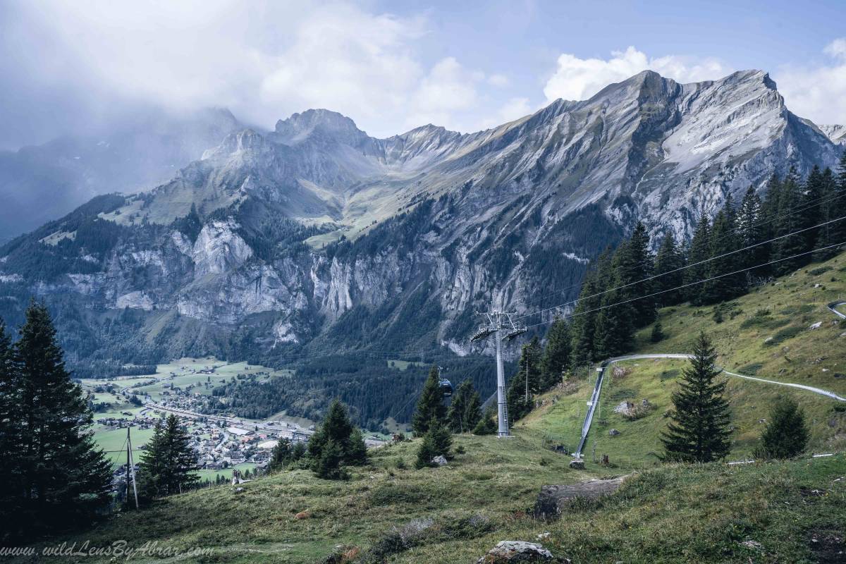 Kandersteg Valley is seen from Oeschinensee Cable Car Station