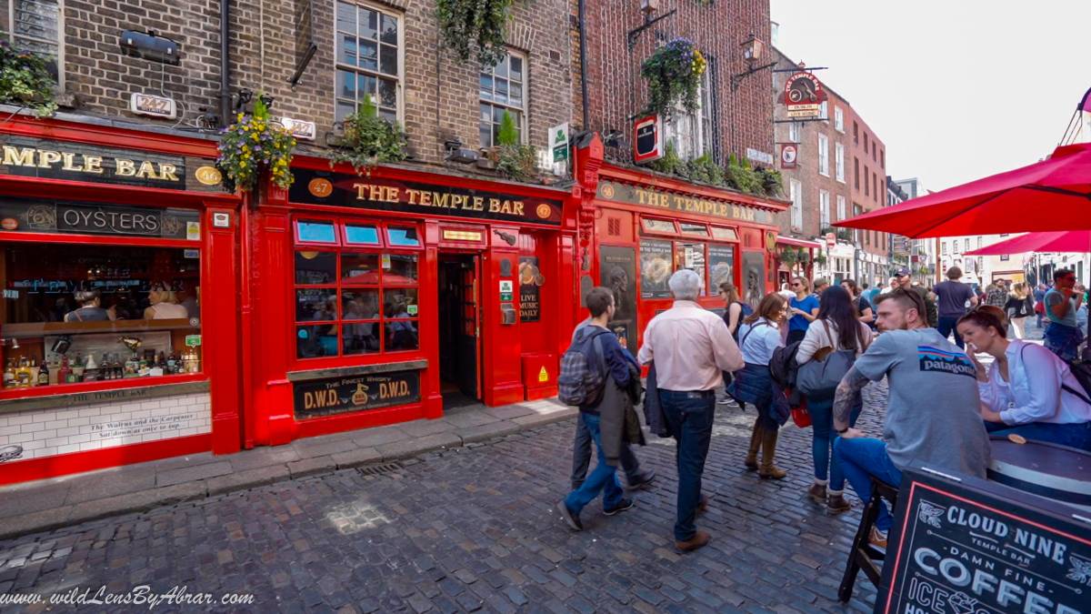 Temple Bar Dublin is very touristy and full of Irish bars for tourists
