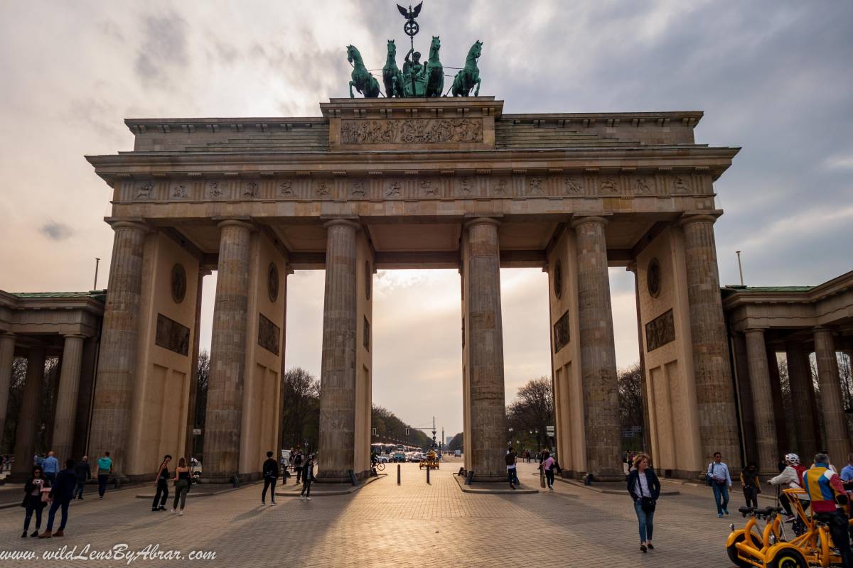 Brandenburg Gate in the centre of Berlin is one of the main tourist attractions in Berlin