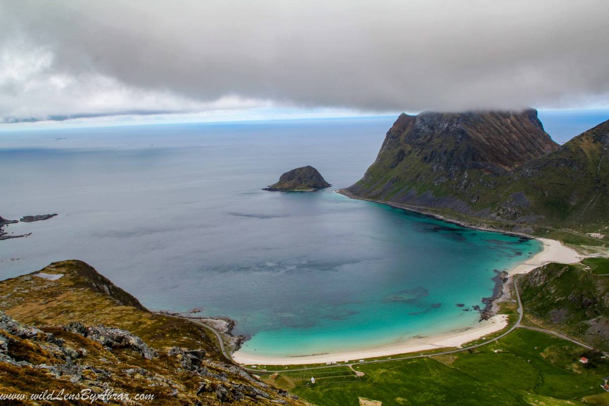 Haukland beach as seen from Top of Holandsmelen