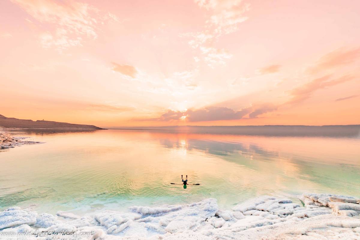 Floating in the warm dead sea water