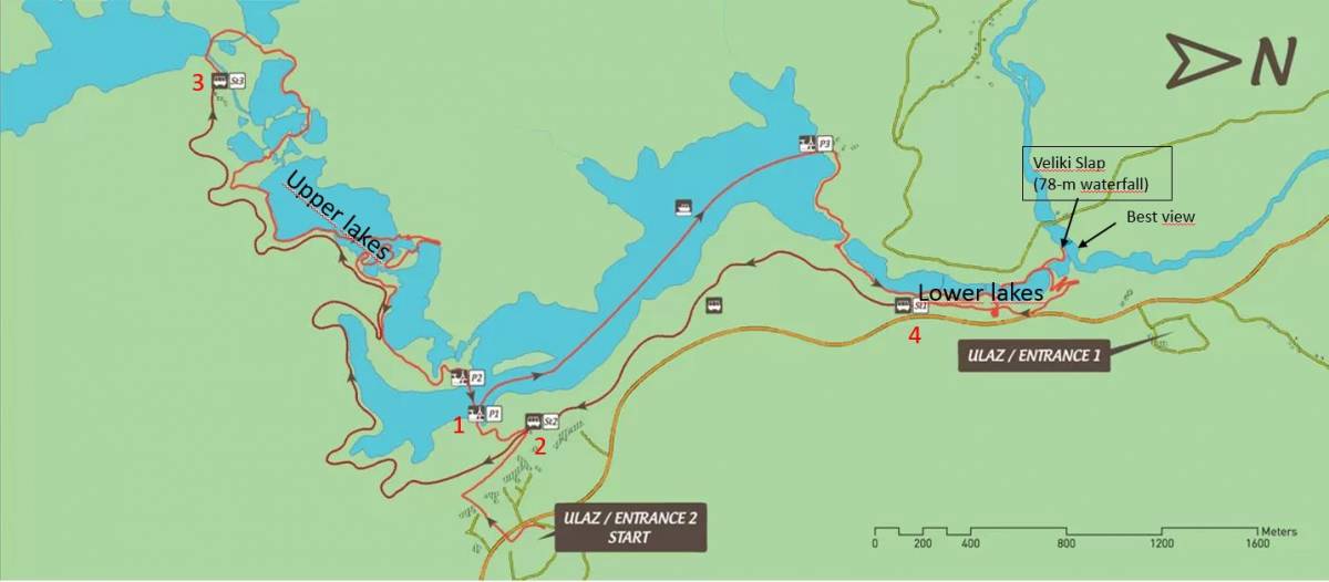 Plitvice Lakes Route H Map (Source: Plitvice Lakes National Park Website)