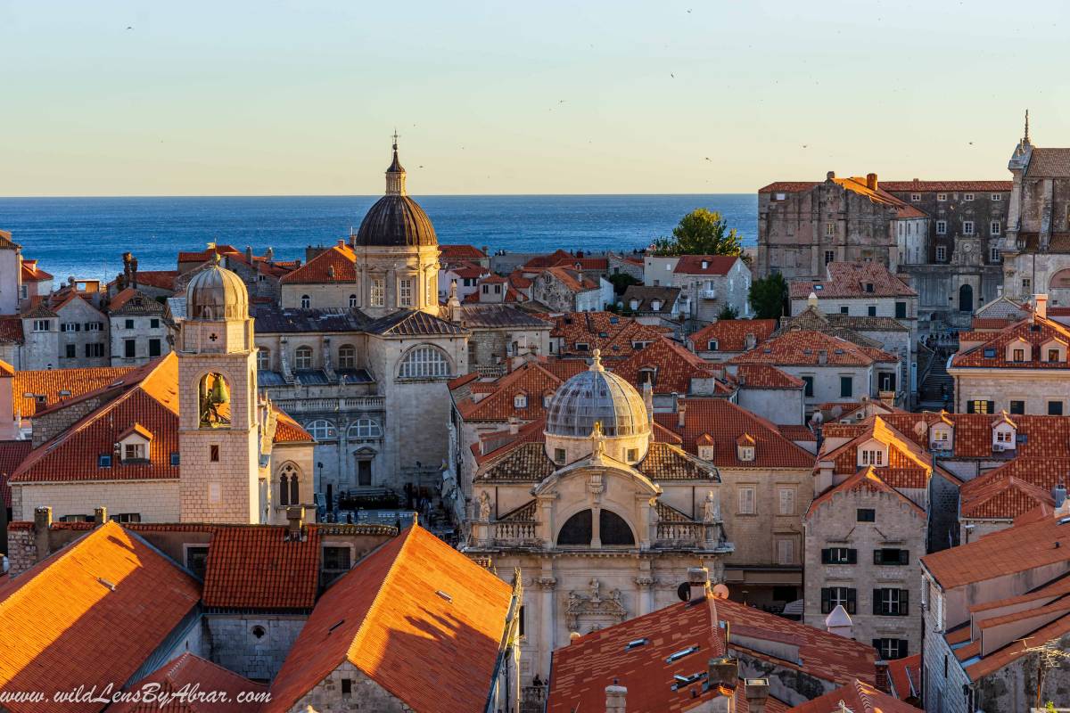 Dubrovnik - Old town from city walls at Sunset