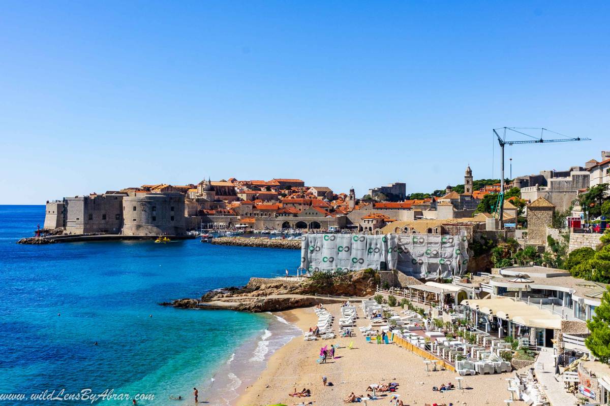 Dubrovnik - Banje Beach is perfect place to relax with views of old town and island of Lokrum
