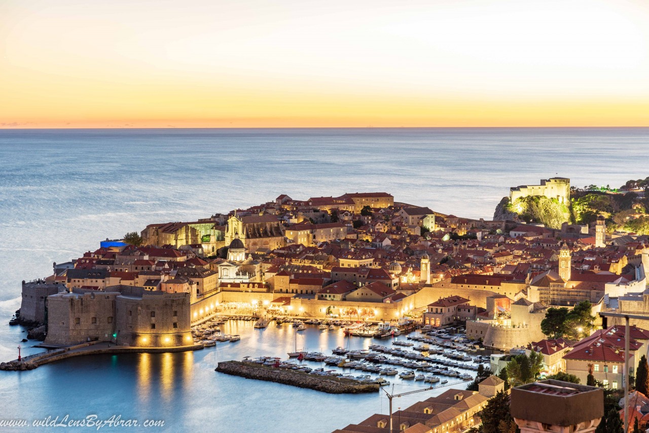 Dubrovnik at Sunset, Picture Taken from a Car Park on Ul. Bruna Busica