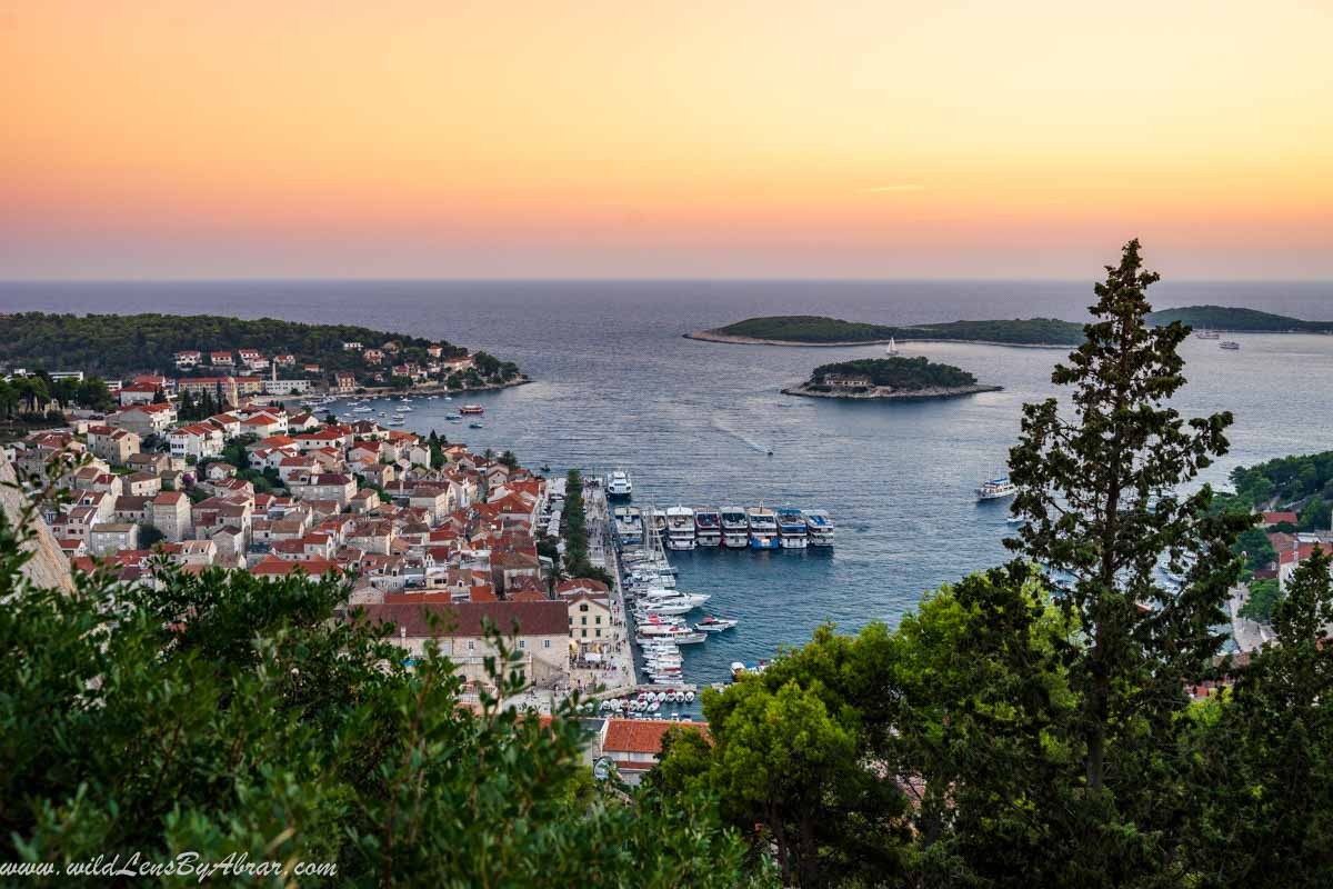Hvar town and Pakleni Islands from Spanish Fortress