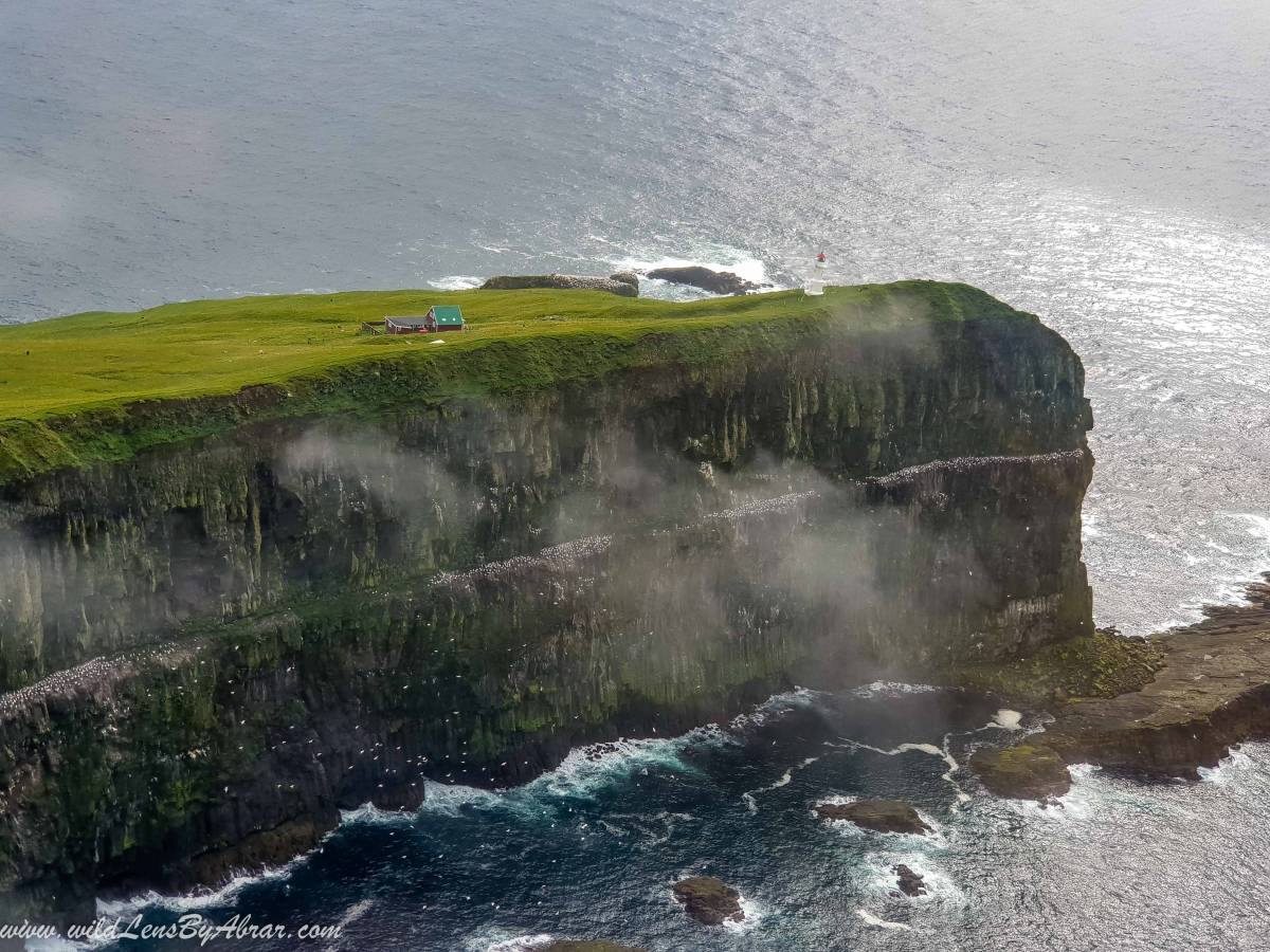Mykines Lighthouse seen from Helicopter