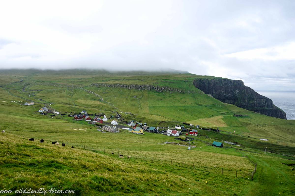 Mykines villages from the puffin's trail