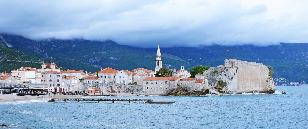 The Old town of Budva from its stunning beach
