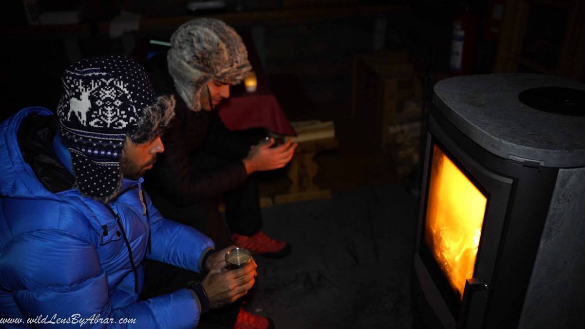 Trying to keep us warm by sitting near the Fire