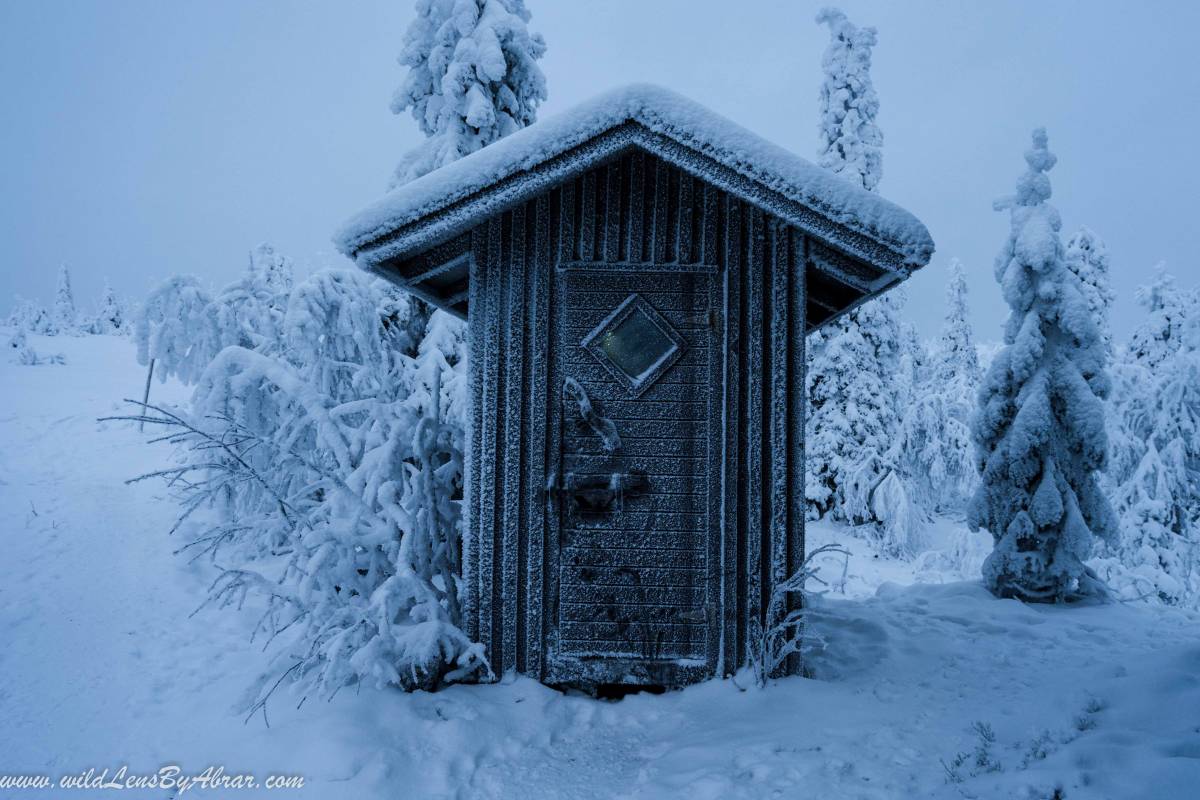 Dry toilet at Riisitunturi Open Wilderness Hut