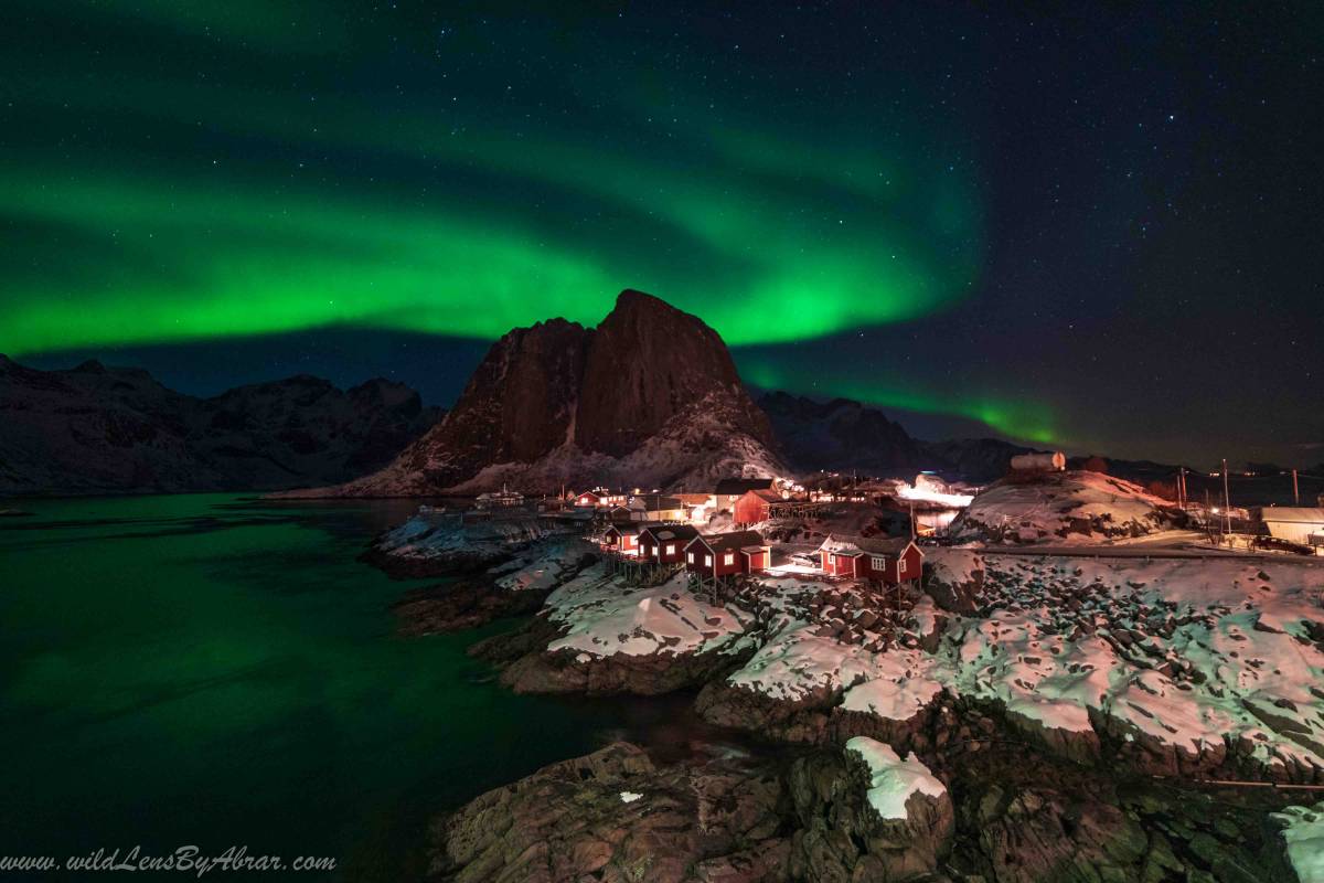 Northern Lights over the village of Hamnoy