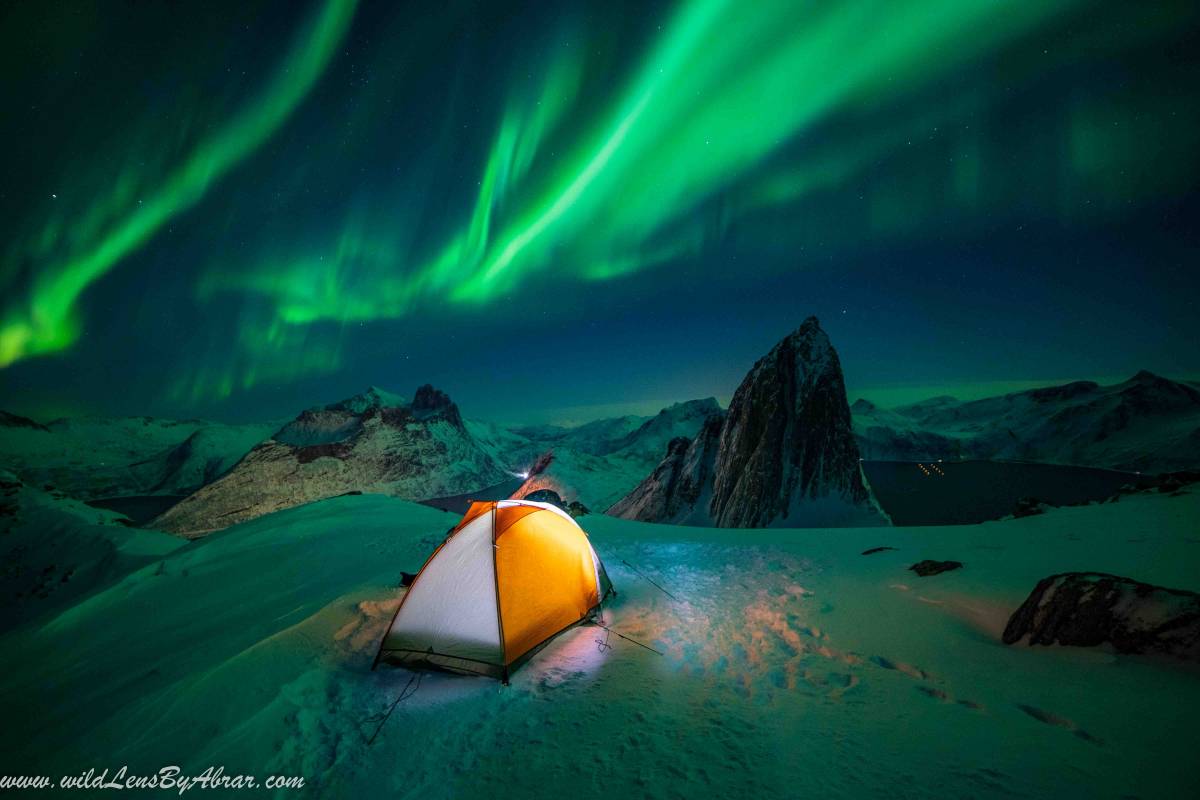 Northern Lights Over the Iconic Segla Mountain