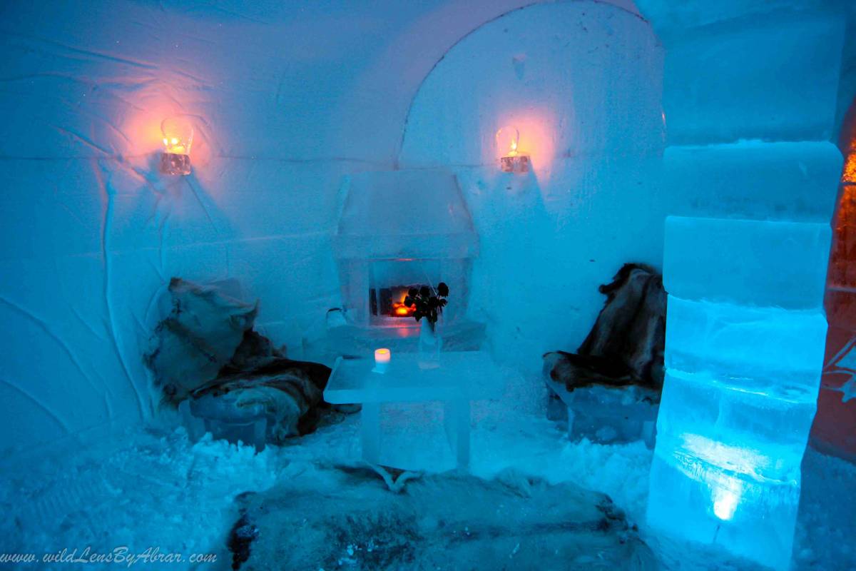 Inside the Sorrisniva Ice Hotel