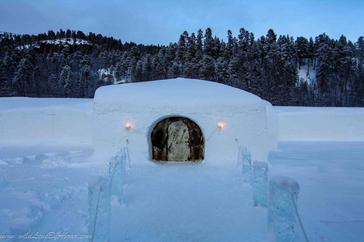 The entrance of Sorrisniva Ice Hotel