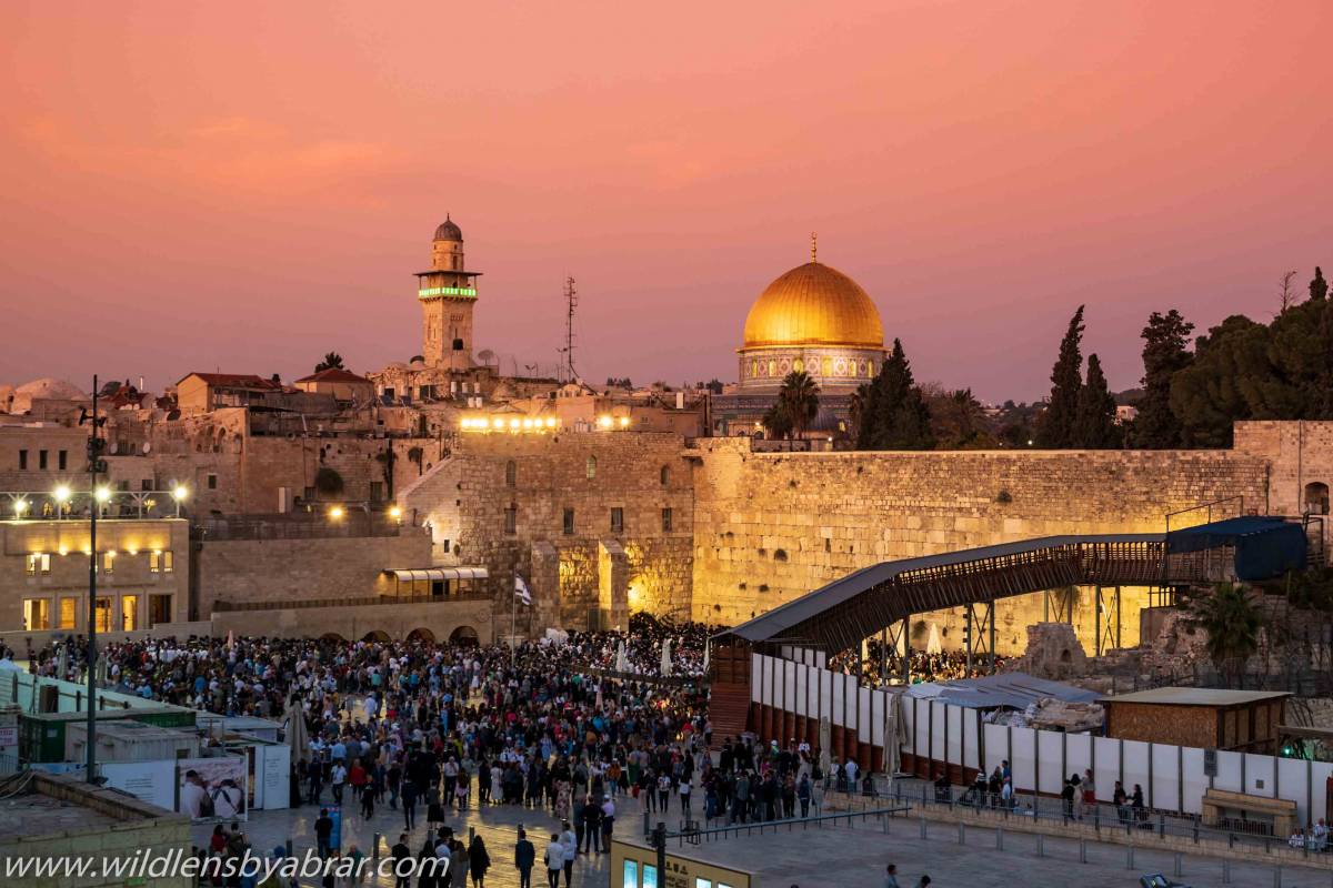 Western Wall and Dome of Rock at Sunset