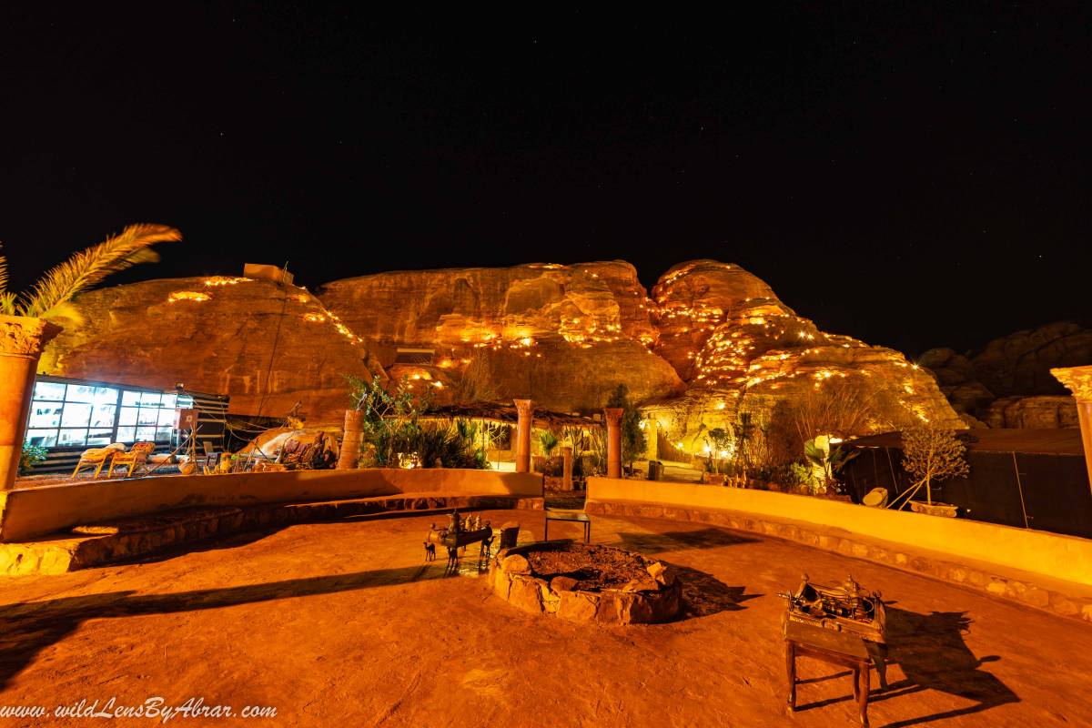 Lanterns glowing on the Desert Rocks