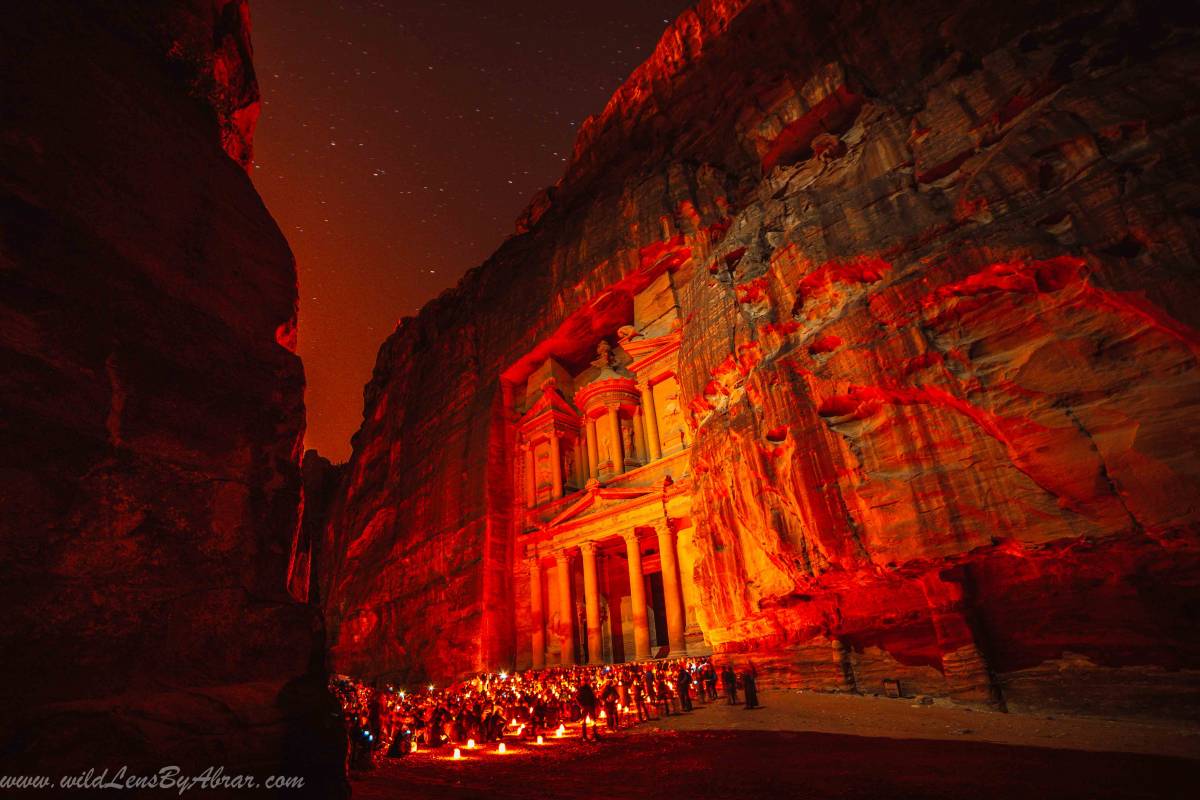 Petra by Night - People walking around after the show ends