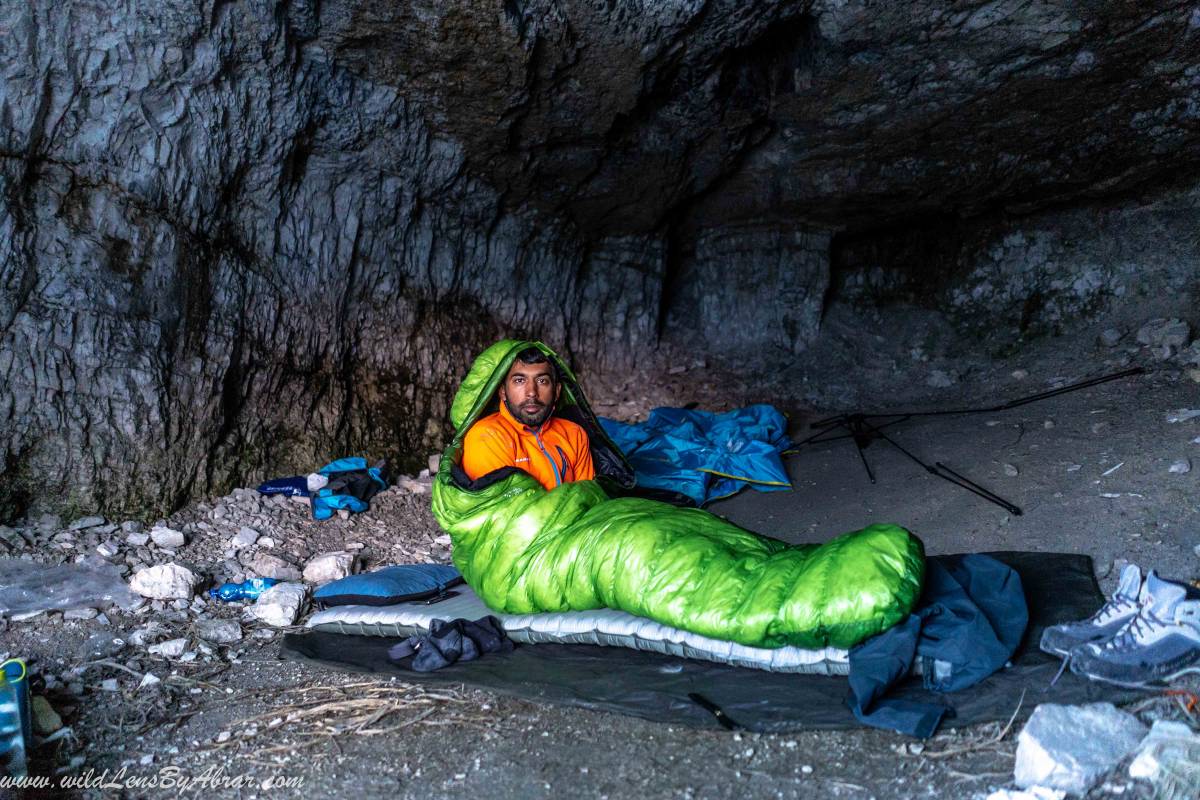 Sleeping in the cave in front of the Tre Cime di Lavaredo