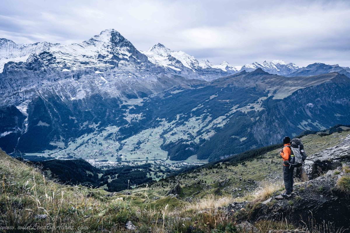 Looking down on Grindelwald and Eiger North Face