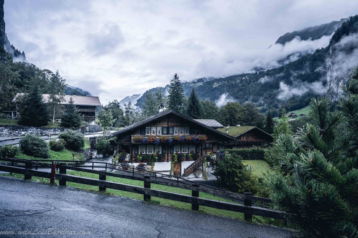 Beautiful typical Swiss Chalets in Lauterbrunnen