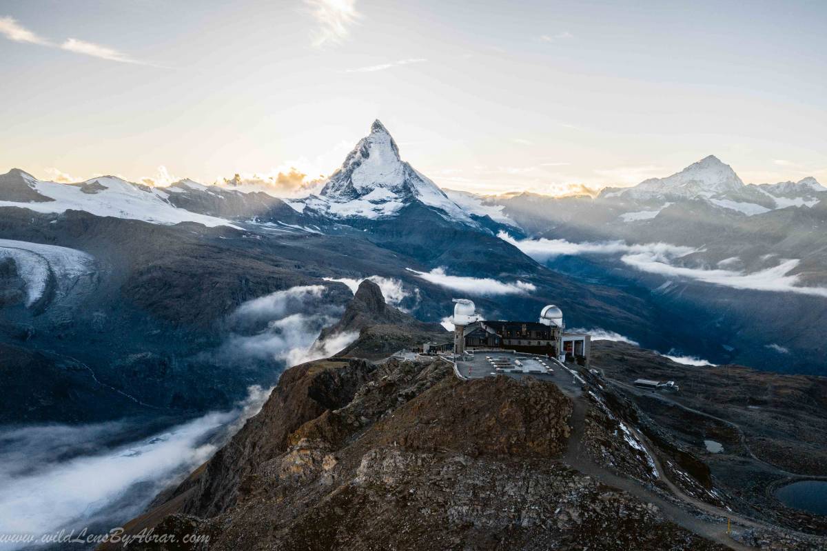 Aerial view of Gornergrat and Matterhorn